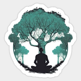 Meditation under a Tree - Designs for a Green Future Sticker